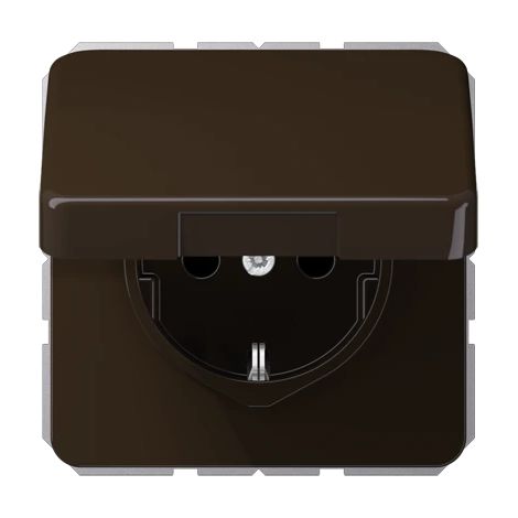 Jung Presa SCHUKO®, 16 A 250 V , coperchio incernierato, termoplastico, serie CD, marrone CD 1520 BFKL BR