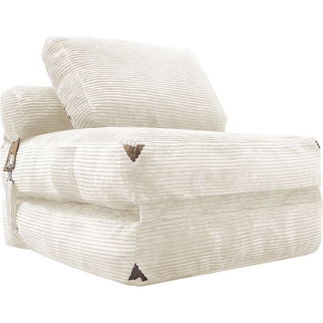 CHICFURN Sofá cama individual compacto blanco con asiento acolchado, diseño plegable, apoyo ergonómico y estilo elegante para salón pequeño, dormitorio o cuarto de invitados (1/5)