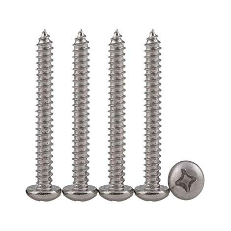 Vis M4 Autotaraudeuses à Tête Bombée 50 Pièces M4 X 60 Vise Placo en Acier Inoxydable 304 Terrasse à Bois Cruciformes Filetage Complet Fixations (1/5)