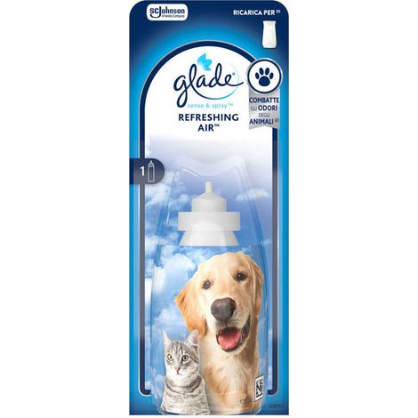 Glade 82037 Pet Sense and Spray Ricarica Diffusore Elettrico Refreshing Air 18 ml Oli Essenziali 120 Giorni