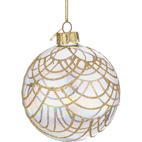 Palline per albero di Natale in vetro "Prism" iridescente per decorazioni natalizie -4 sfere da 10 cm (1/4)