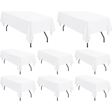 Lot de 8 Blanc Nappes Rectangulaires en Polyester de 153 x 260cm (1/5)