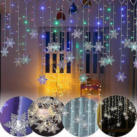 Décoration de sapin de Noël - Flocon de neige lumineux avec flocons de neige 3D rotatifs - couleur (1/5)