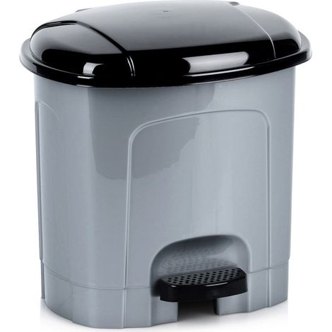Poubelle à pédale en plastique, grise, 3 l (1/5)