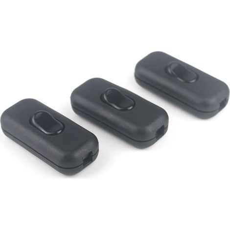 3 unidades de interruptor de cable en línea 6A 250V, interruptor basculante táctil para lámpara, cable de iluminación de 2 o 3 hilos, con función de encendido/apagado (1/4)