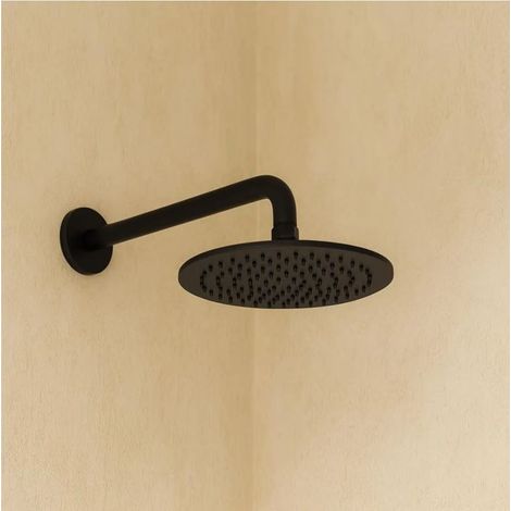 Soffione doccia 30 cm Smart tondo con braccio 35 cm nero opaco (1/5)