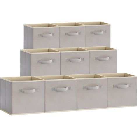 Lot de 10 cubes de rangement pliables, panier en tissu, boîtes de rangement avec poignées, organisateur pour vêtements et jouets, 26,5 x 26,5 x 28 cm