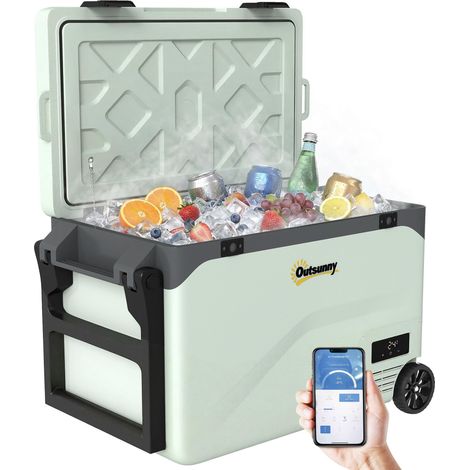 Réfrigérateur de Voiture à Compression 42,5 L avec Contrôle via Application, -20 °C à 20 °C, Vert idéal pour salon, chambre à coucher ou bureau facile à assembler avec instructions incluses