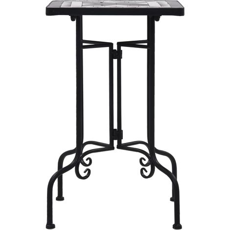 vidaXL Mosaic Side Table Black and White Ceramic
