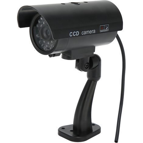 Fausse caméra de sécurité, fausse caméra de surveillance CCTV simulée avec autocollant d'avertissement lumineux rouge clignotant réaliste (1/4)