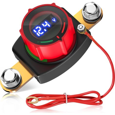 2025 Hochleistungs-Batterietrennschalter zur seitlichen Montage – 5–60 V DC Marine-Batterieschalter, Haupt-Notausschalter mit Voltmeter, Stromabschaltung für Auto, Boot, Wohnmobil, LKW, Wohnwagen