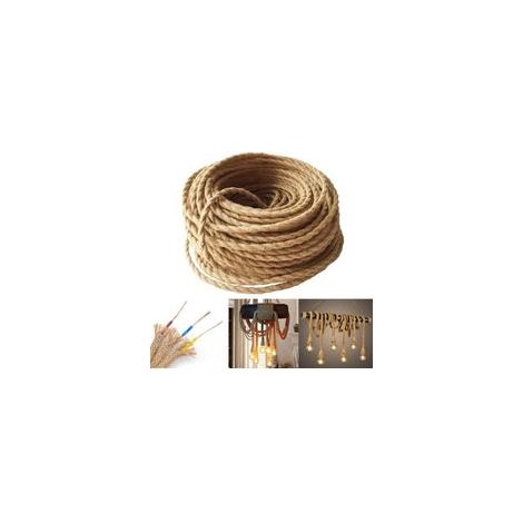 Cable Electrique Cable Corde - 5M Fil Electrique Cable 3G0,75 Fil Electrique Corde 3x0,75mm² Câble Cordon d'alimentation Rétro Tressé Corde Fil de lin électrique à 3 conducteur (1/5)