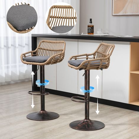 Tabourets de bar modernes Gris réglables avec repose-pieds - Ensemble de 2 pour cuisine ou salle à manger 48,84x48x89-109cm (1/5)