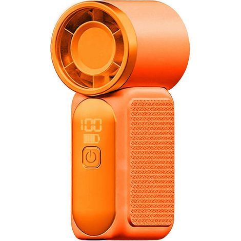 1 pièceorangeMini ventilateur portable turbo, rechargeable par USB, haute vitesse, batterie longue durée pour une utilisation quotidienne en extérieur, en voyage ou en extérieur. (1/5)