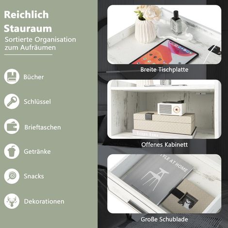 Comodino led comodino intelligente con 2 porte usb bianco