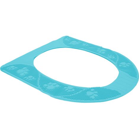 Housse de siège de toilettes universelle 4 saisons, lavable, en silicone antidérapant, coussin de siège WC bleu ciel (1/5)
