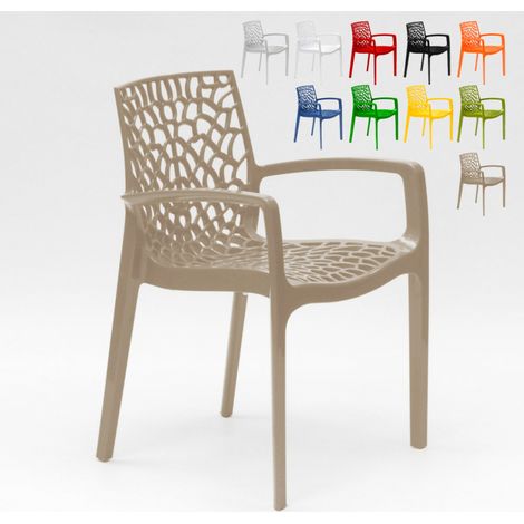 Grand Soleil Gruvyer Arm Polypropylen Stühle mit Armlehnen Garten Bar - Beige (1/6)