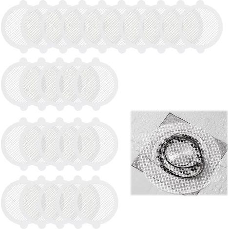 Lot de 25 Attrape-Cheveux Jetable pour Douche, Filtres Adhésifs Anti-Cheveux Jetable pour Evacuations, Autocollants Jetables pour Canalisations de Douche, Grilles pour Bonde de Baignoire, 11cm (1/5)