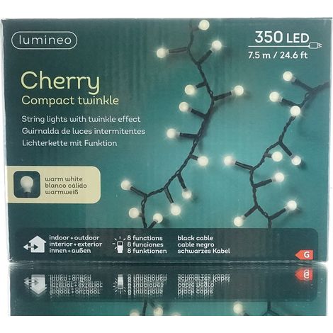 Lumineo LED Lichterkette Cherry Compact Twinkle schwarz 7,5 Meter 350 Lichter - warmweiß (1/5)