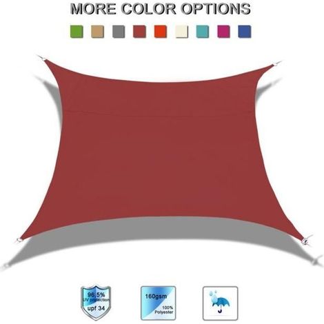 Voile d\'ombrage carré Laxllent 3x3m anti-UV et imperméable pour jardin et terrasse - Terre Cuite-Ywey (1/4)