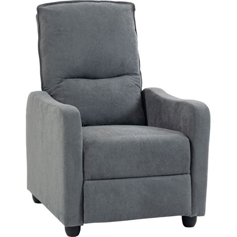 HOMCOM sillón reclinable manual, hasta 155°, de tejido efecto lino, reposapiés, muelles ensacados y acolchado grueso, para salón, dormitorio, gris (1/5)