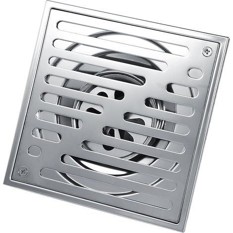 Bonde de sol carrée en acier inoxydable anti-odeurs pour porte de salle de bain, évacuation de douche, grand diamètre (150 x 150 mm) (1/5)