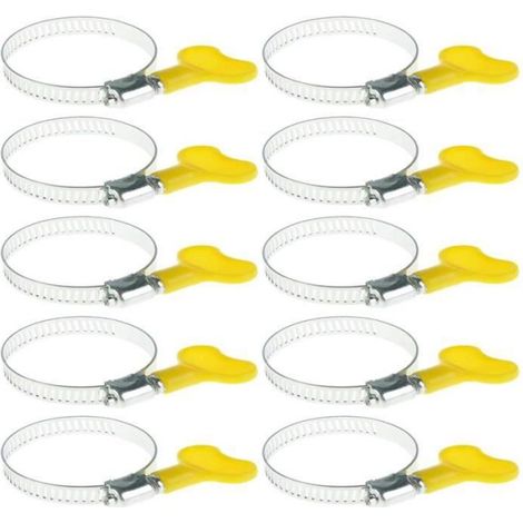 Lot de 10 colliers de serrage en acier inoxydable - 25-40 mm - Écrou papillon avec bande de 9 mm (1/4)