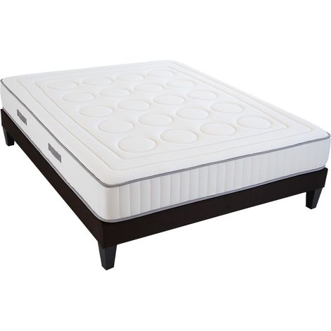 OLYMPE LITERIE  Ensemble CRISTAL 180x200 cm  Matelas Mémoire de forme + Sommier Bois (1/5)