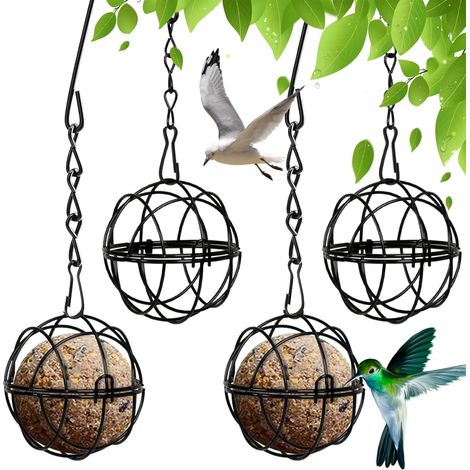 Lot de 4 mangeoires suspendues pour oiseaux avec crochets en S. (1/5)