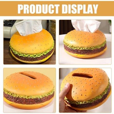 Boîte à mouchoirs en forme de hamburger, boîte à mouchoirs hamburger, boîte de rangement en papier, boîte à mouchoirs pour voiture, faux aliments, modèle de pain
