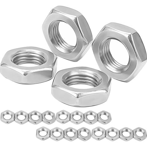 30 Pièces Écrous hexagonaux, M6 Écrou Hexagonal Plat Fin, Ecrous Hexagonal en Acier inoxydable, Écrou de Blocage pour Fixer les Vis et Boulons (1/5)