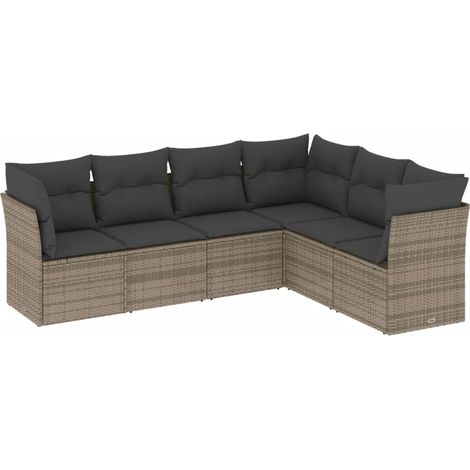 Maison Exclusive - Set de muebles de jardín 6 pzas y cojines ratá (1/5)