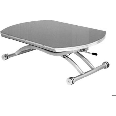 Table Basse Relevable - GIOVANNI MARCHESI - Colombia - Extensible - Verre Gris - 8 Couverts (1/4)