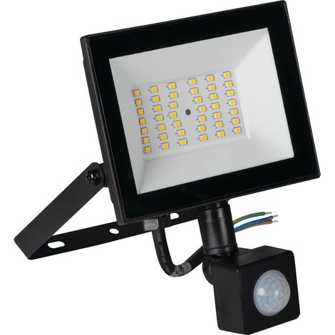 Proiettore LED 30W - Detettore PIR - 2650lm - IP44 - Nero - Aluminio (1/5)