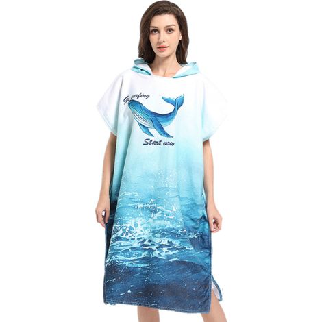 Peignoir de plage à capuche, poncho de bain double face en peluche avec fermeture éclair, peignoir de plage pour se changer après le surf (1/5)