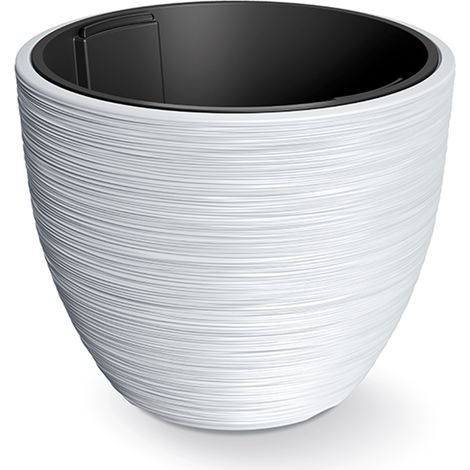 PROSPERPLASTMacetero color blanco, con depósito, colección FURU, de 47 x 47 x 38,5 cm, capacidad de 53 L.