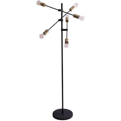 Lampadaire moderne CROSS métal noir/or 6xE27 H165 Trio (1/5)