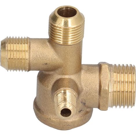 Composants de remplacement de Valve de compresseur d'air, accessoire de contrôle à Double tuyau en laiton à 4 voies 10x16x 16x20.5mm / 0.4x0.6x0.6x0.8in (1/5)