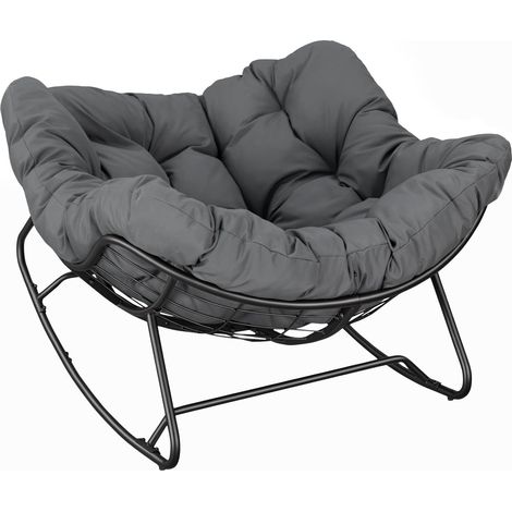 WOLTU Sedia a dondolo a forma di uovo Portata 150 kg in Poliestere con Gambe Curve Grigio Scuro
