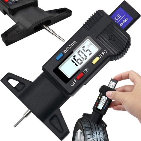 RETOO DriveTech Profiltiefenmesser, LCD-Anzeige, 0–25 mm, Genauigkeit 0,01 mm, Batteriebetrieb (LR44), Maßeinheiten: Millimeter und Zoll, Betriebstemperatur: 0–40 °C, einfache Bedienung, 86 x 61 x 15 (1/5)