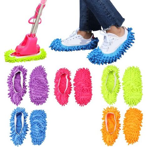 Lot de 5 paires de chaussons serpillière – Nettoyage des sols sans effort – Lavables et réutilisables – Pour maison, bureau, salle de bain et cuisine (1/5)