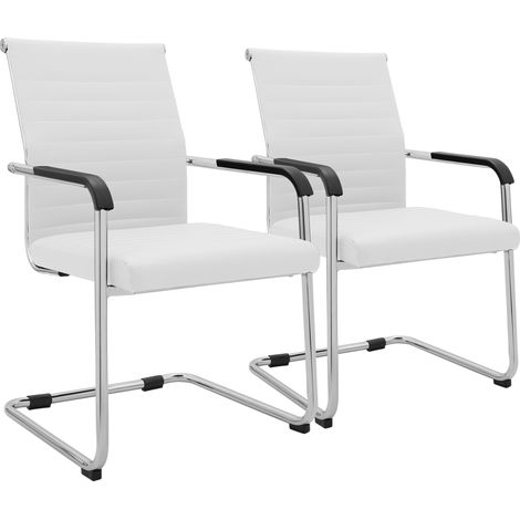 Set de 2 sillas cantiléver Hakon efecto cuero Blanco (1/5)