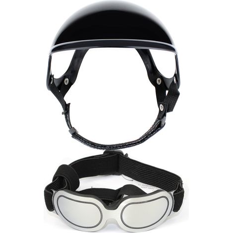 Lunettes de protection UV pour casque de chiot, laisse réglable pour chien, casque de chantier coupe-vent et résistant à la neige, masque de protection pour les yeux pour chien d'équitation (1/5)