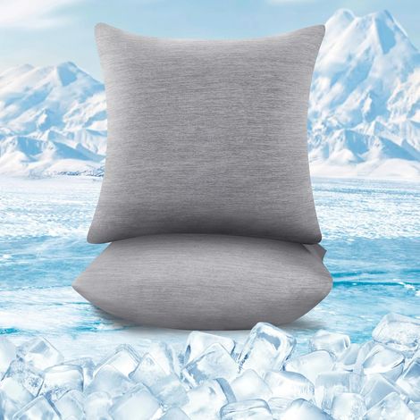 WOLTU 2 Pezzi Coppia Federe Copricuscino Rinfrescanti  in Lavatrice con Zip – Protezione e Comfort 40x40cm Grigio