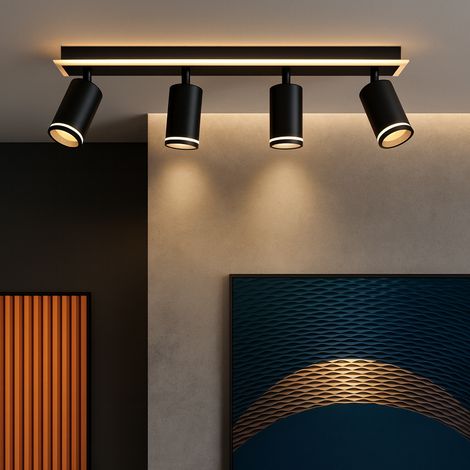 Lustre LED 46W Lumiere Gradable Projecteur Reglable Noir (1/4)