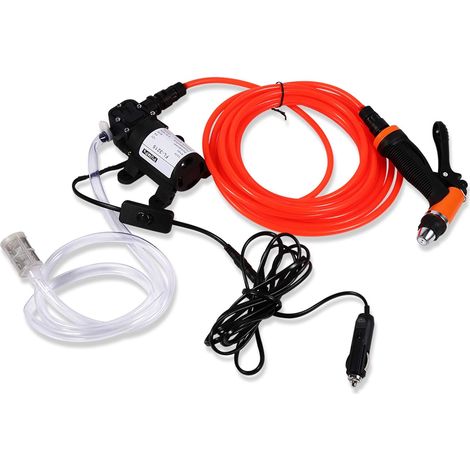 Kit de Lavage de Voiture, 12 V 80 W 130 Psi Portable Haute Pression pour Machine à Laver de Voiture, Pompe à Eau, Ensemble de Lavage, Pistolet Pulvérisateur pour Moto, Jardinage, (1/5)