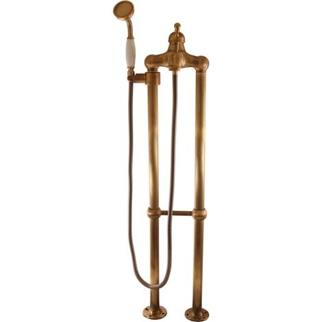 Mitigeur baignoire sur pied LABE avec douchette en laiton bronze 110 cm-Bronze-Bronze-Laiton---Laiton (1/5)