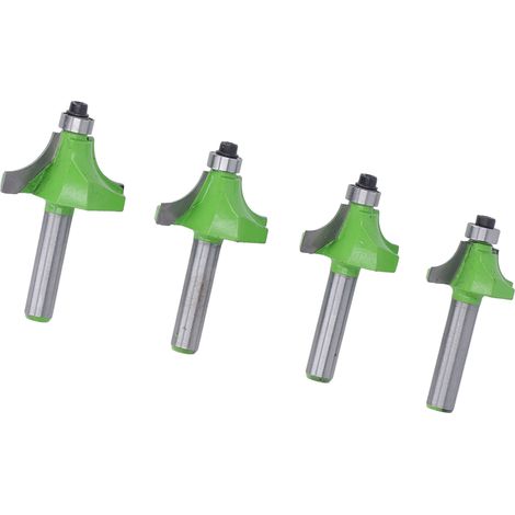 Lot de 4 fraises à arrondir, queue de 8 mm, rayons de 5/8 po, 3/4 po, 7/8 po et 1 po, haute dureté, pour arrondir les angles et former les bords. (1/5)