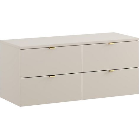 Meuble sous vasque suspendu DALIA Cachemire 120cm avec plan de travail – 4 tiroirs (1/5)