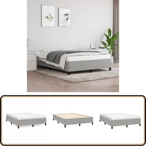 Cadre de lit sans matelas gris clair 140x190 cm tissu - Cadre De Lit - Lit Double - Literie - Meuble Chambre - Chambre Adulte